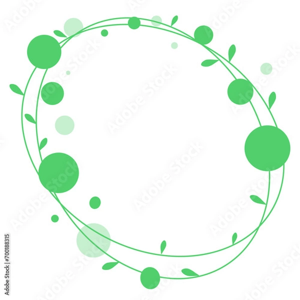 Obraz 丸でできた葉っぱつきの緑のフレーム