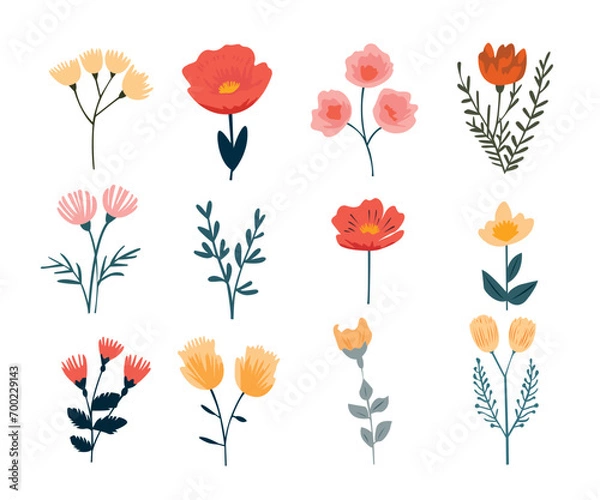 Obraz Flat Flower icon set vector illustration