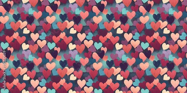 Fototapeta beautiful wallpaper with drawings of multicolored hearts