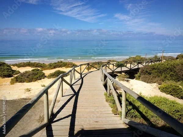 Obraz Holzsteg zum Sandstrand in Andalusien