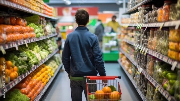 Fototapeta Personne faisant ses courses dans un hypermarch