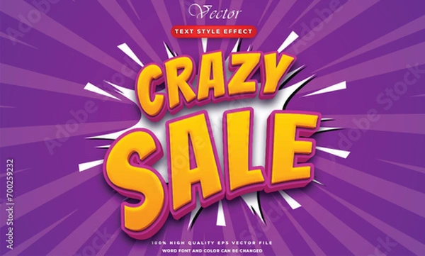 Fototapeta cartoon crazy sale 3d text effect template