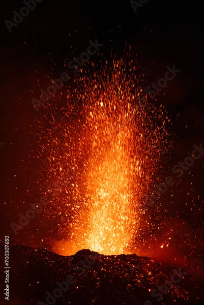 Obraz Eruptive vent with lava emis at the top of the Etna volcano