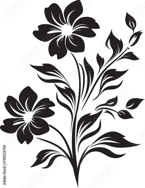 Fototapeta Simple Floral Boundary Monochrome Emblematic Symbol Solid Petal Framework Black Vector Design