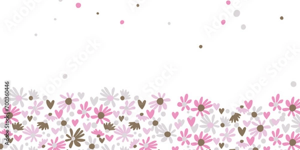 Fototapeta Background with color exotic leaves, flowers. Nature concept design. Modern floral compositions with summer branches in trendy flat simple style. Vector illustration for poster, banner, greeting card