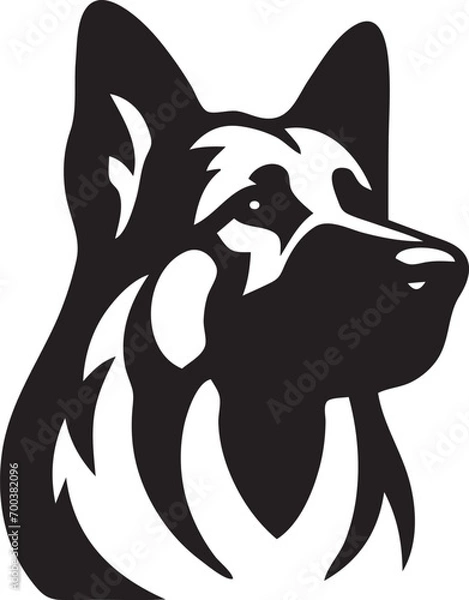 Obraz German Shepard Dog Black and White Vector