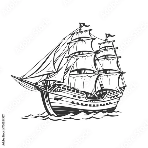 Fototapeta Ship Illustration Clip Art Design Shape. Boat Silhouette Icon Vector.