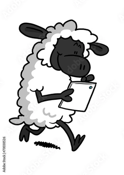 Fototapeta White Sheep Playing With A Tablet