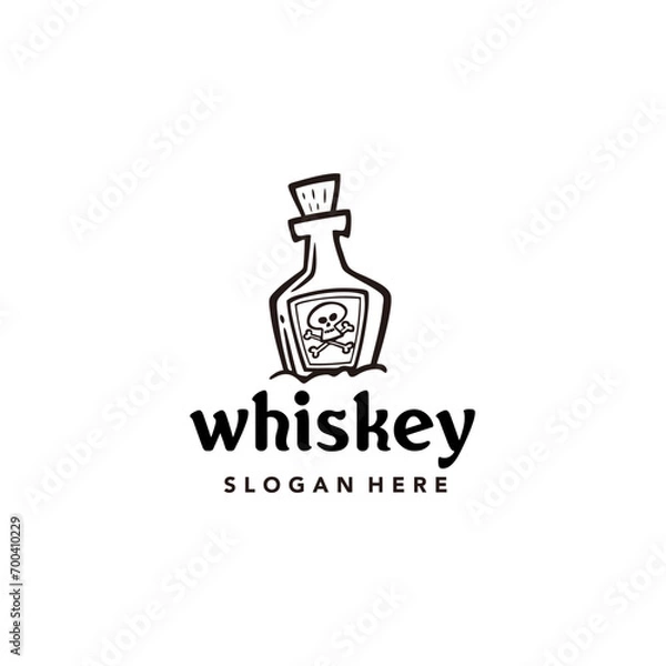 Fototapeta Vintage hand-drawn whiskey logo, classic and rustic, very elegant for a company.