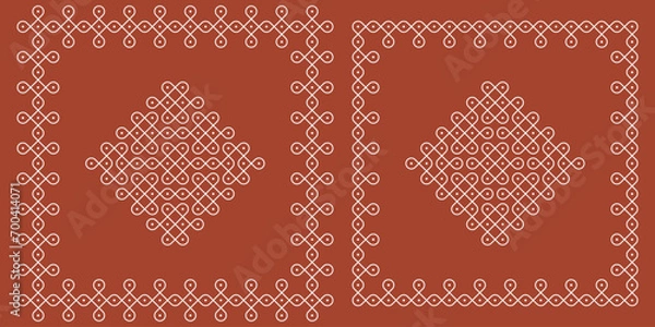 Fototapeta Indian Traditional and Cultural pulli or sikku Kolam design vector, set of editable home decor patterns