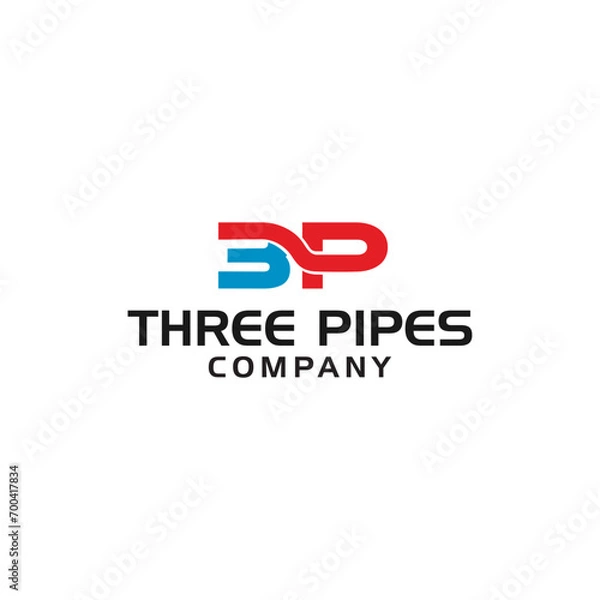 Fototapeta Three Pipes Logo & Branding Identity. Corporate vector logo design template Isolated on a white background.