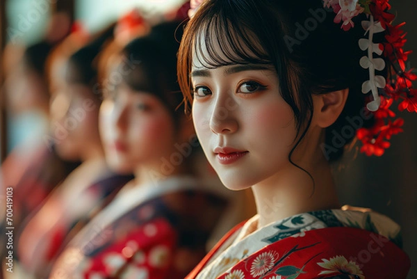 Obraz 成人式で振り袖を着る女性