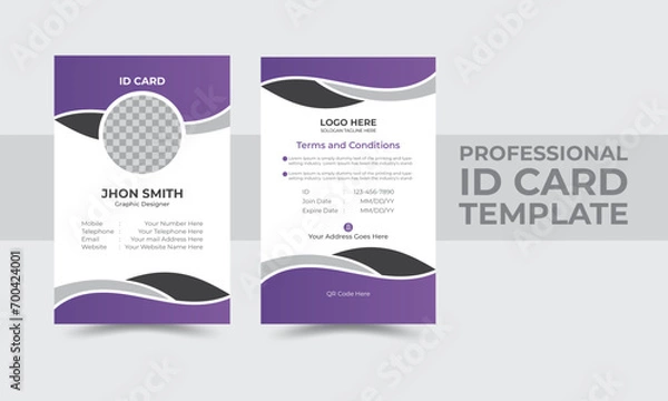 Fototapeta ID Card Template Design | Employee Identity Card Design | Corporate Id Card Design- vector.