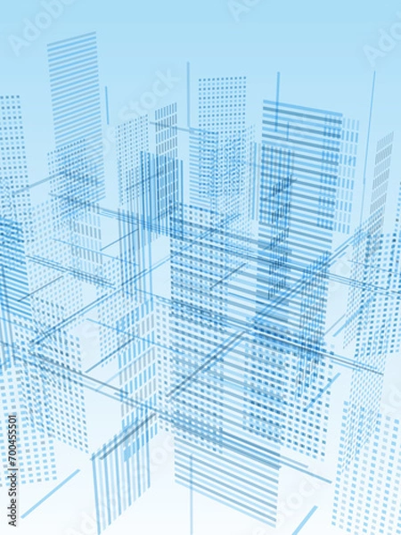 Obraz 青いIT都市のイメージ　ベクターイラストレーション