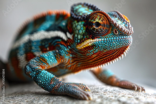 Fototapeta Multicolored chameleon from close up
