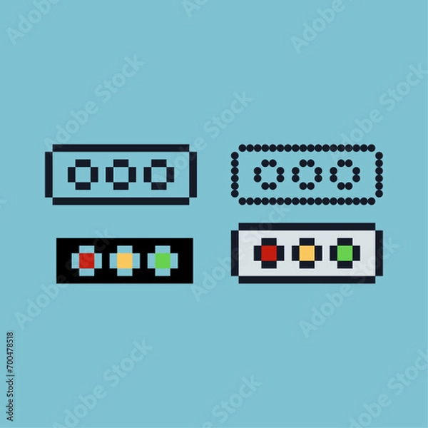Fototapeta Pixel art outline sets of traffic light icon with variation color item asset. traffic light icon on pixelated style. 8bits perfect for game asset or design asset element for your game design asset