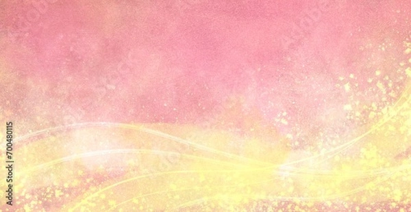 Obraz 桜色とゴールドの和風背景, 新春コンセプトの和紙風イラストレーション