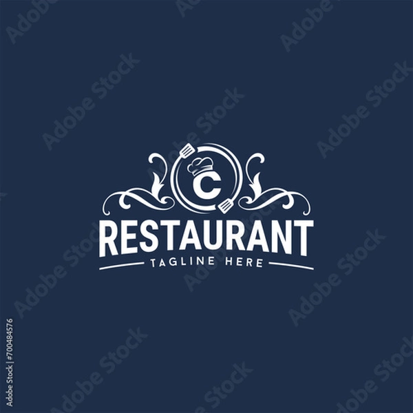 Obraz Luxury restaurant logo Letter C