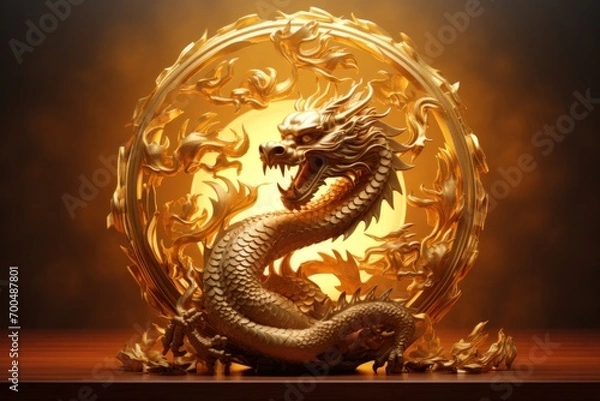 Fototapeta Chinese new year 2024 background , Year of the Dragon gold