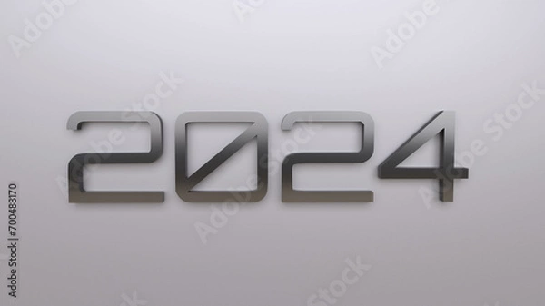 Obraz 2024 Number - Grey Silver - 3D Background