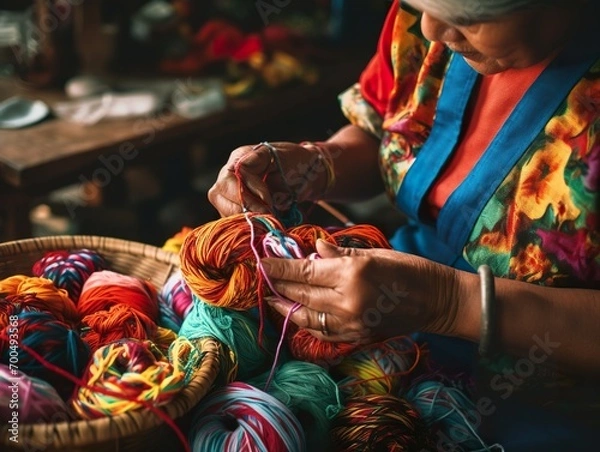 Fototapeta colombia people makeTraditional wayuu bag craft creativity and handmade concept
