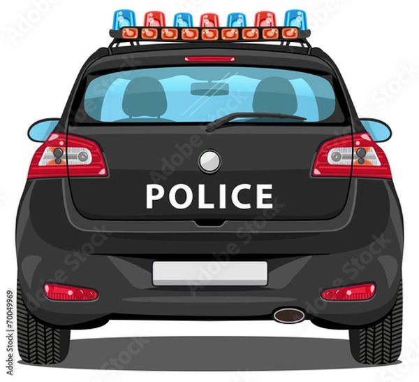 Fototapeta Vector Police Car - Back view - with visible interior