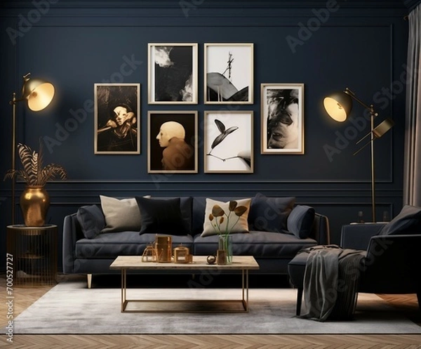 Fototapeta living room interior with fireplace