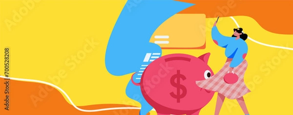 Fototapeta Internet financial management investment flat vector concept operation hand drawn illustration
