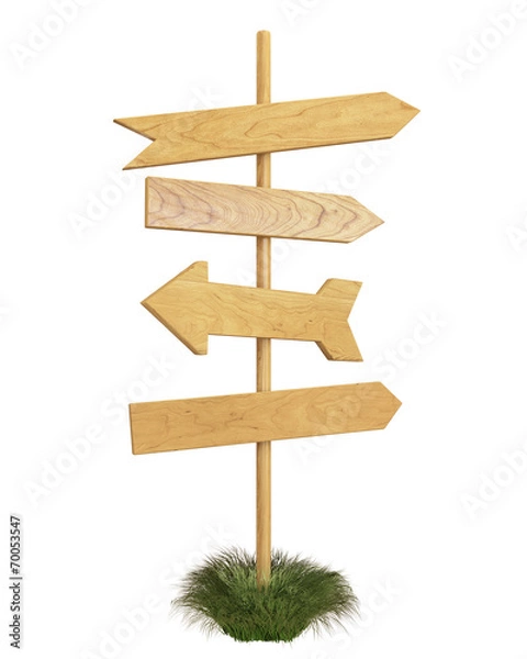 Fototapeta wooden signpost isolated on white background