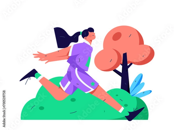 Fototapeta People exercising healthy running vector internet operation illustration
