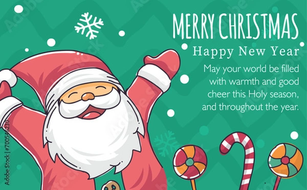 Fototapeta christmas card with santa claus