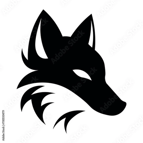 Obraz Fox black vector icon on white background