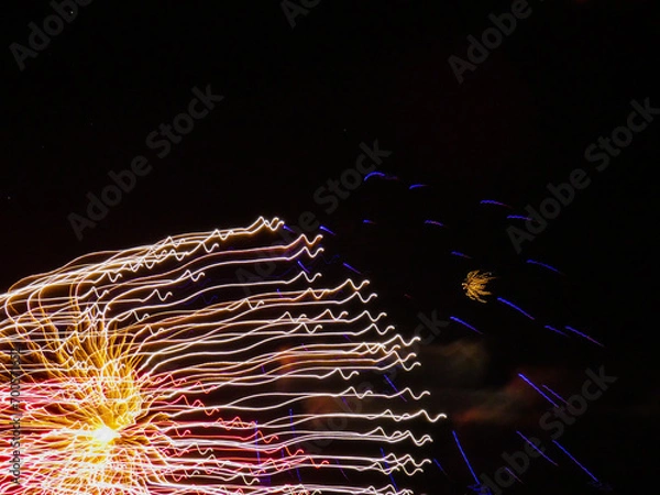 Fototapeta Photo with free space of the Senas fireworks during the feast of Saint Amand. This photograph was taken in Senas in Provence in France 