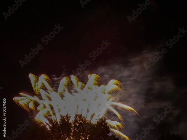 Fototapeta Photo with free space of the Senas fireworks during the feast of Saint Amand. This photograph was taken in Senas in Provence in France 