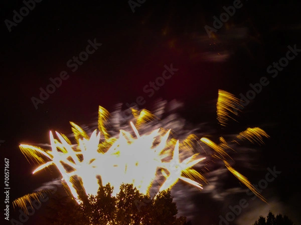 Fototapeta Photo with free space of the Senas fireworks during the feast of Saint Amand. This photograph was taken in Senas in Provence in France