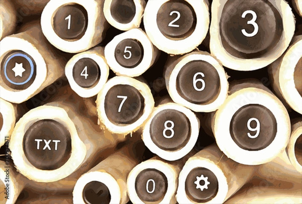 Obraz Round buttons embedded in steel tubes