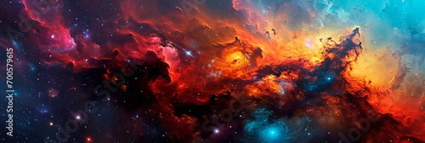 Fototapeta abstract cosmic composition with a mixture of nebulae, galaxies and star clusters