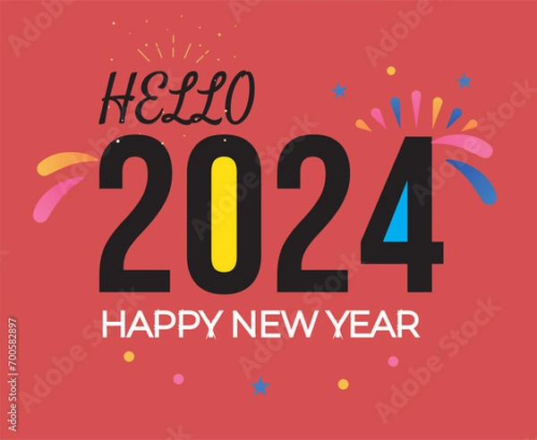 Obraz NEW YEAR 2024 COLOR FULL DESIGN BANNER FOR CELEBRATION NIGHT NEW YEAR 2024