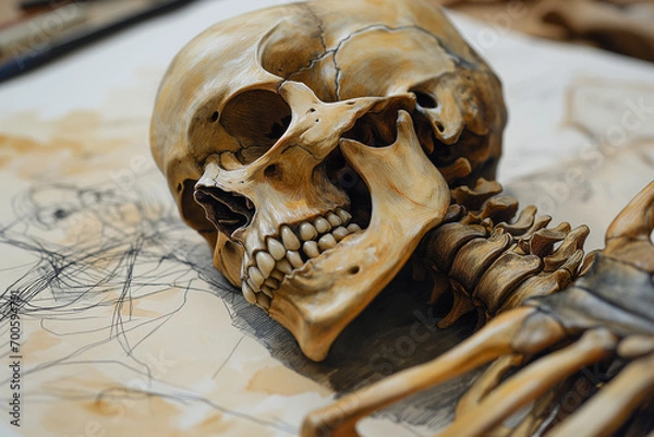 Obraz show the bone as a drawing in the presentation