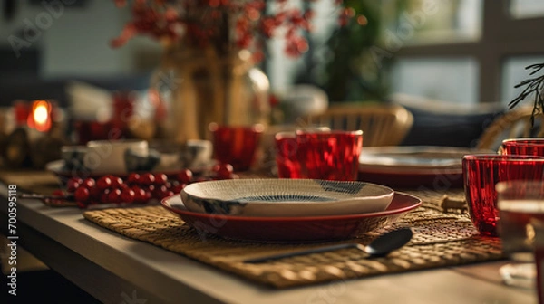 Fototapeta Lunar New Year table setting - generative AI