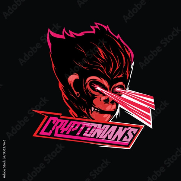 Fototapeta Future Monkey illustration with laser eye style, cryptonian's monkey