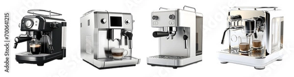 Fototapeta coffee machine isolated on a transparent PNG background, white background, Generative Ai
