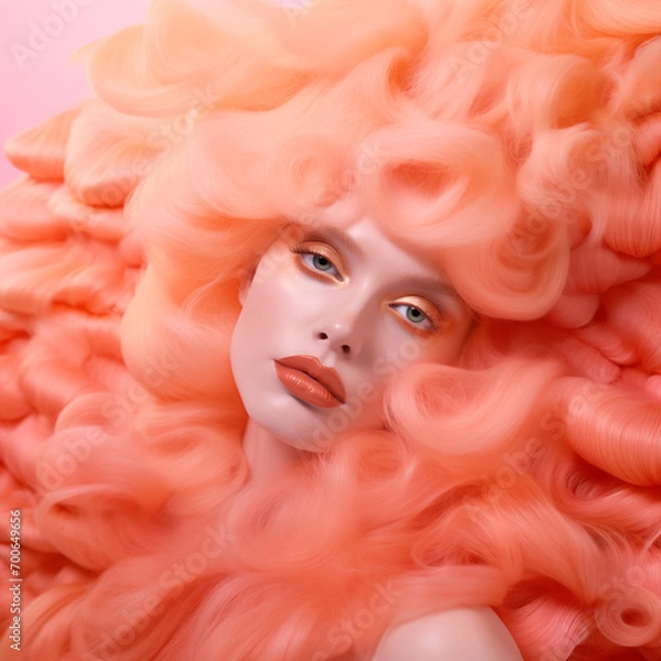 Obraz Beautiful woman with peach colored hair