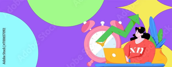 Obraz Flat vector illustration of business people operating work scene
