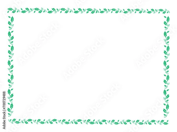 Fototapeta Vector green frame with leaves, vector floral leaves for text and picture