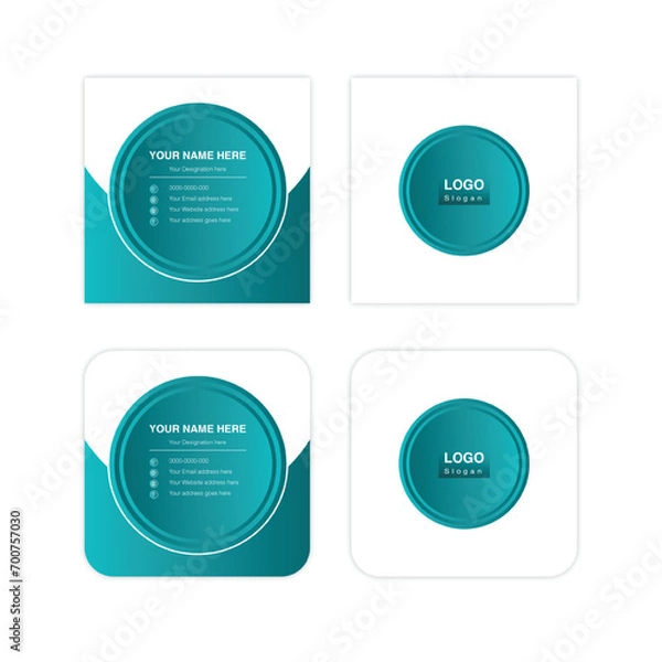 Fototapeta square Business card size design mockup review debit card size in cm  blue and white