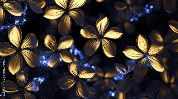 Fototapeta gold luminous periwinkle black and blue light background. generative ai