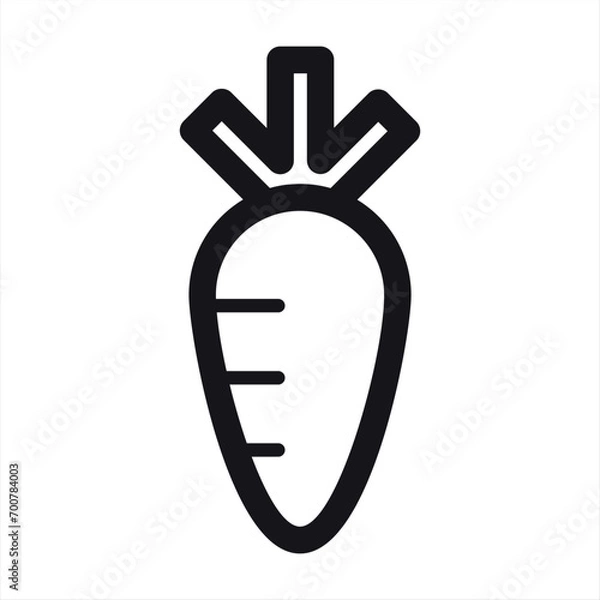 Fototapeta Carrot line icon, vegetable and food, diet sign vector graphics, a linear pattern on a white background