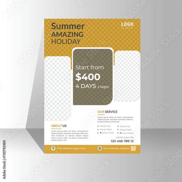 Obraz Modern poster travel flyer design template.Editable tour poster template.