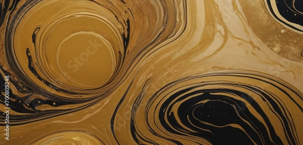 Fototapeta A close up of a painting on a wall, gold striated swirling finish, mocha swirl color scheme, texture background